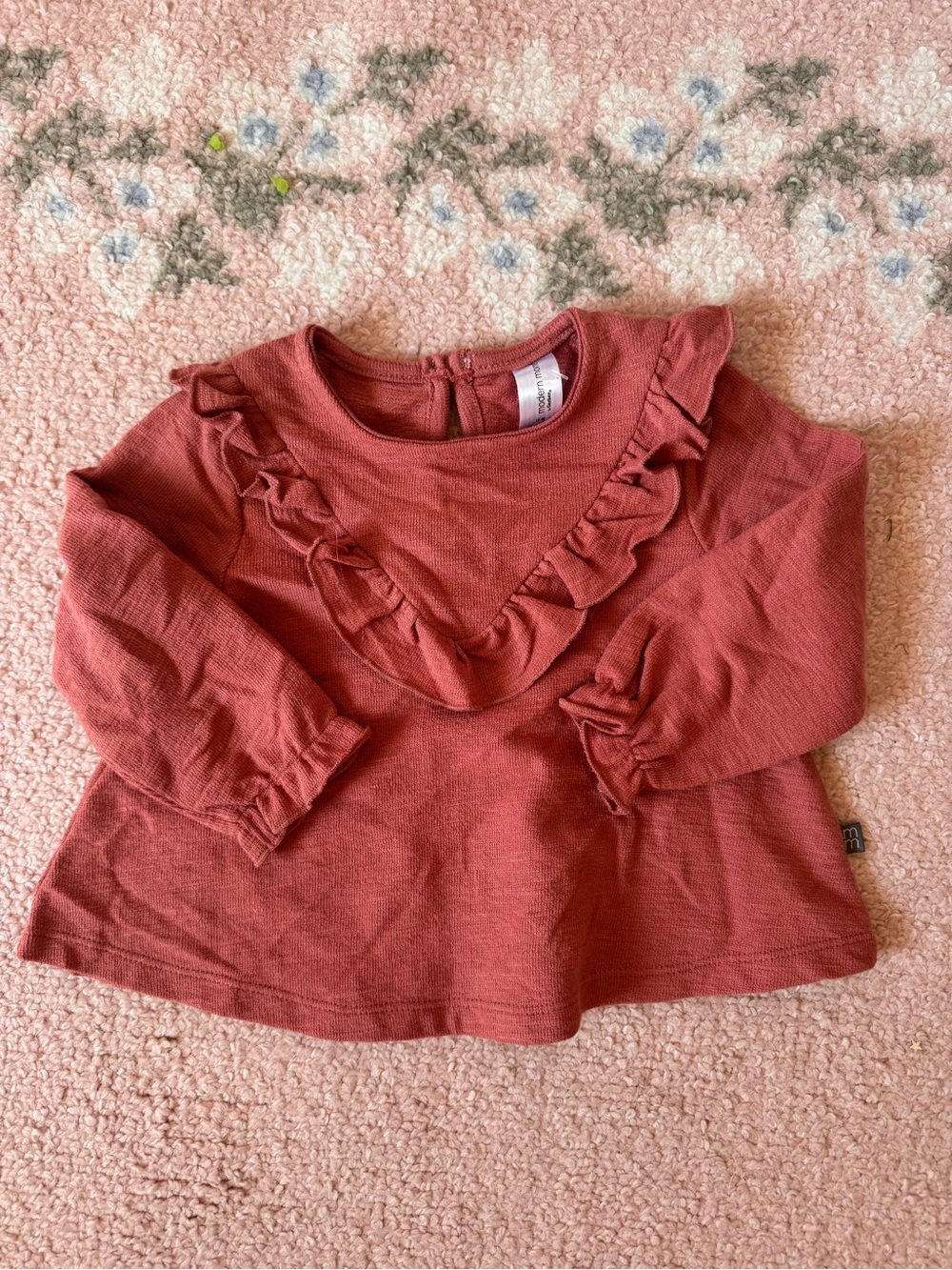 Girls' Ruffle Front Long-Sleeve Top - Rust